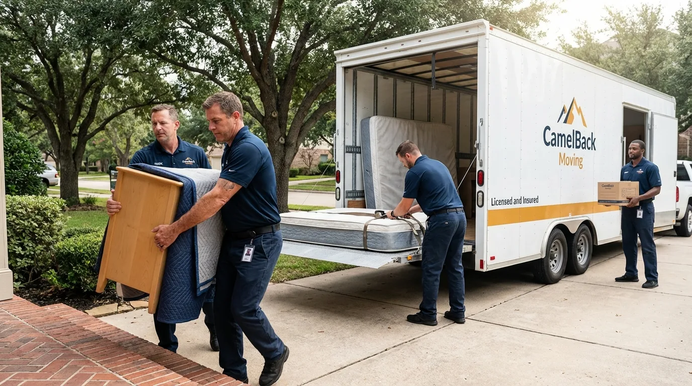 Crew loading residential truck for cross-state move from Neodesha, KS
